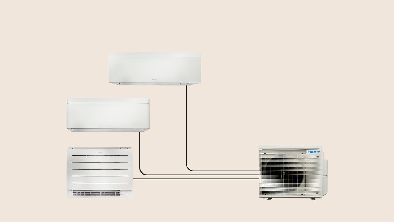 Verwarm en koel meerdere kamers door één buitendeel aan te sluiten op maximaal vijf binnendelen